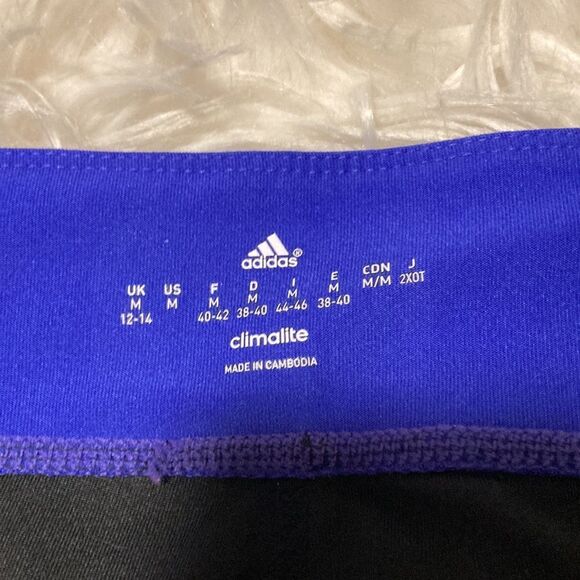 Adidas Capri Athletic Legging Yoga Black Purple Waistband - sz Medium - Picture 3 of 7